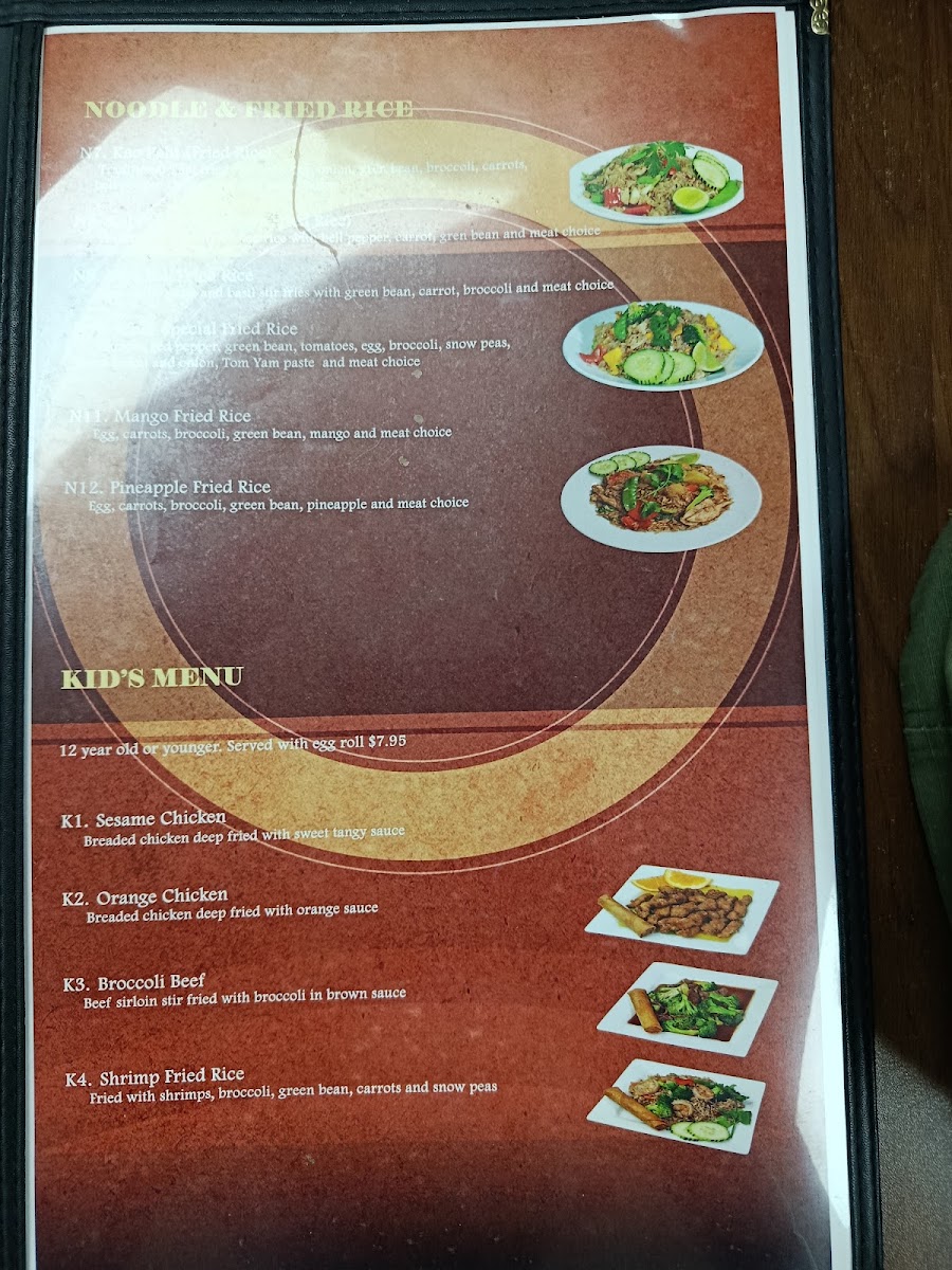 Bangkok Kitchen Thai Restaurant menu board