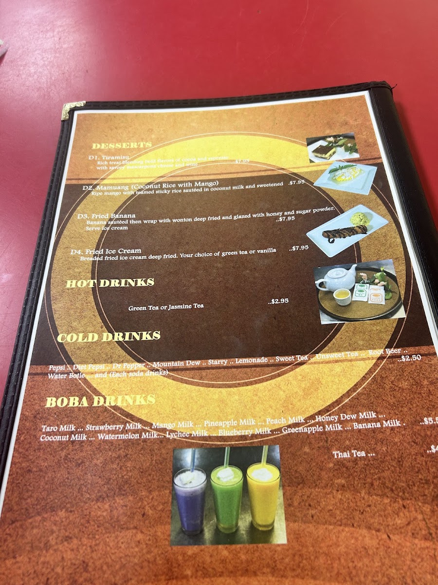 Bangkok Kitchen Thai Restaurant menu board