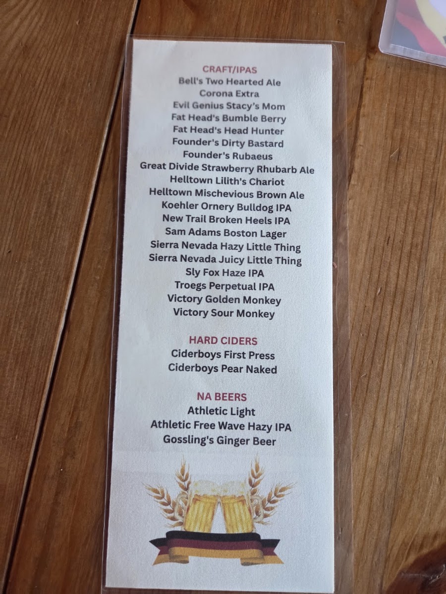 Mad Anthony’s Bier Stube menu board