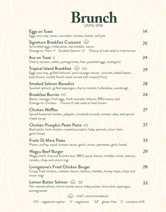 Livingstone Melbourne menu board