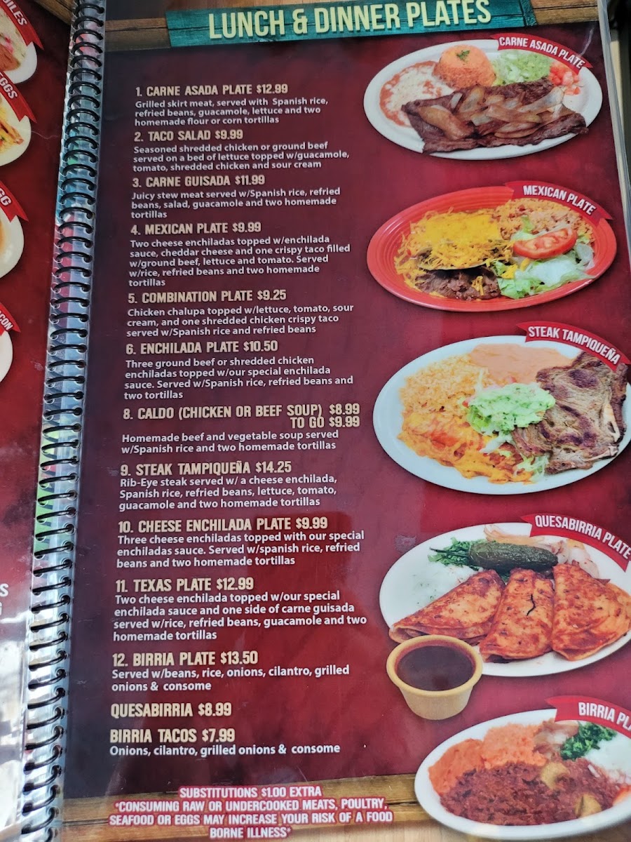 Plaza Jalisco menu board