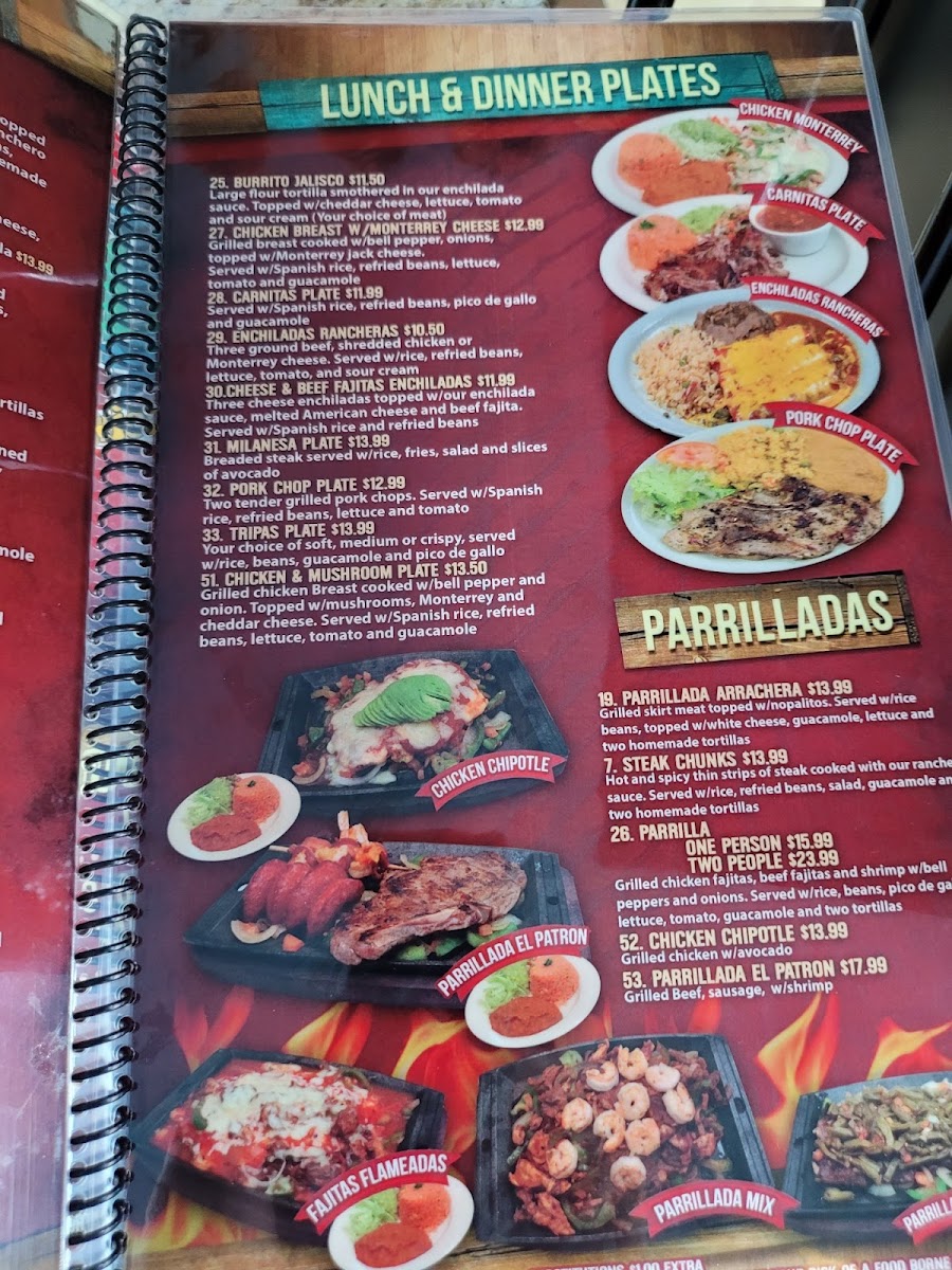 Plaza Jalisco menu board