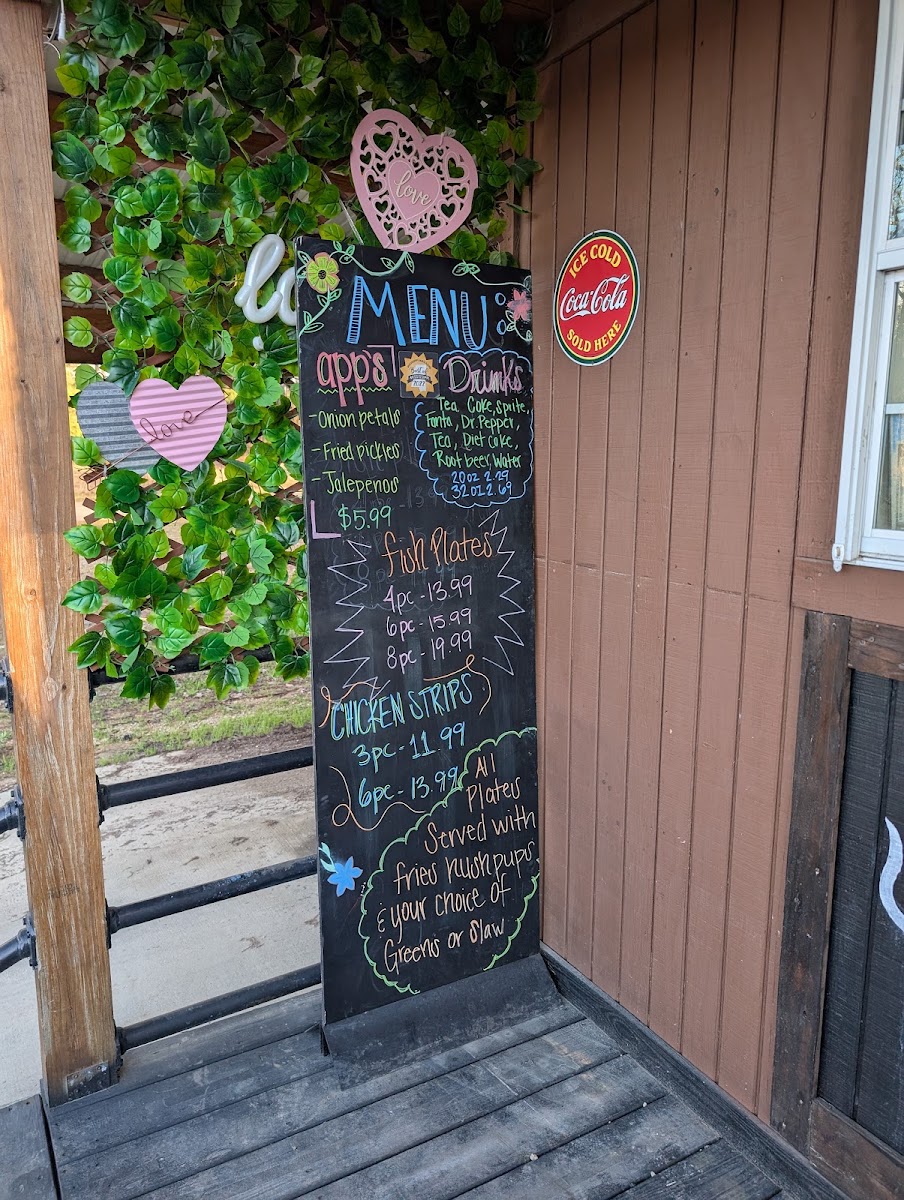 Shivers Creek Catfish House Express of Star menu board