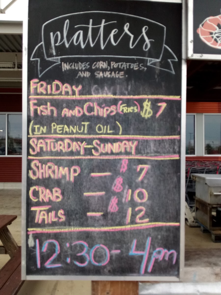 Seafood Boil Shaçk Outside HEB menu board