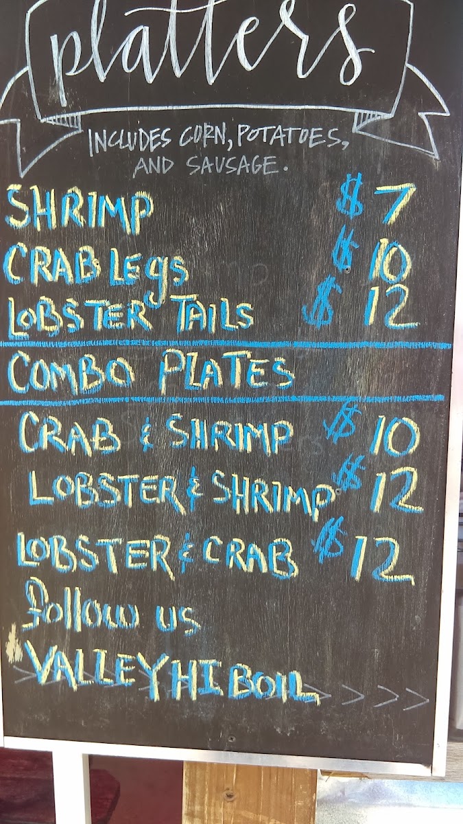 Seafood Boil Shaçk Outside HEB menu board