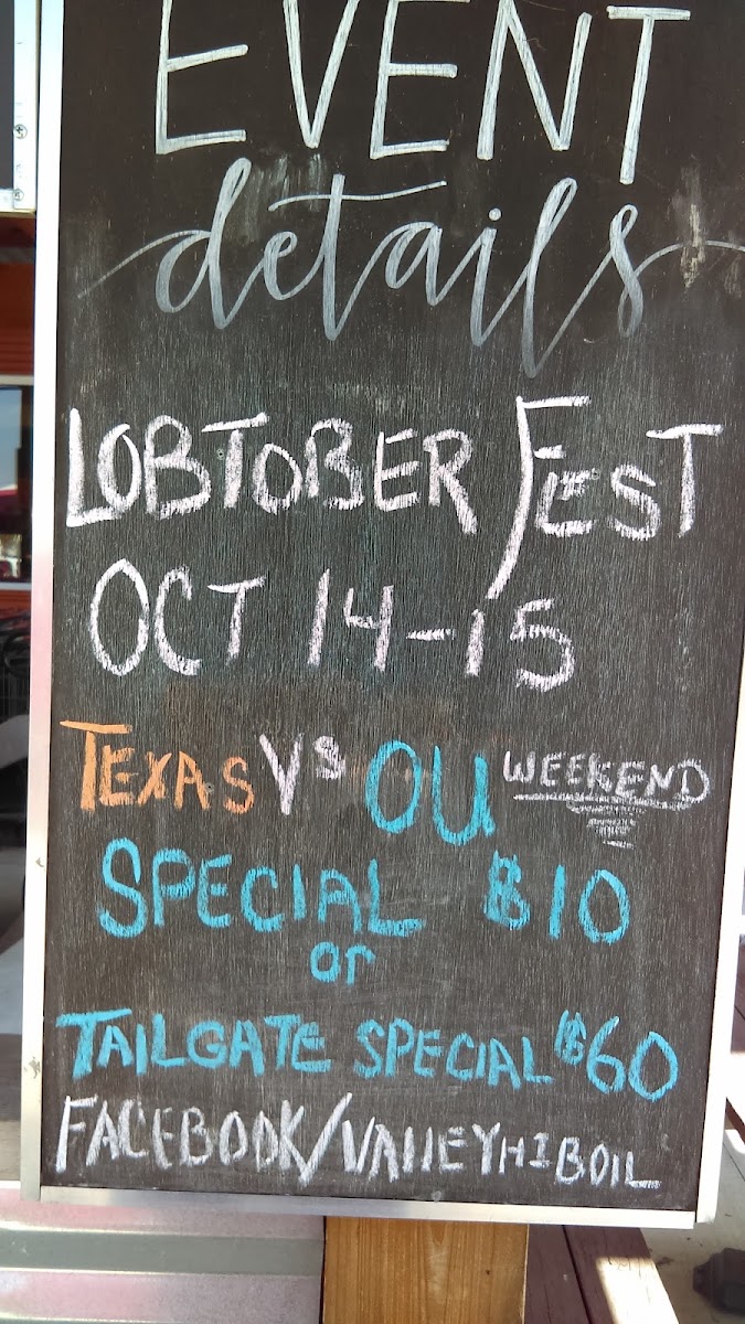Seafood Boil Shaçk Outside HEB menu board