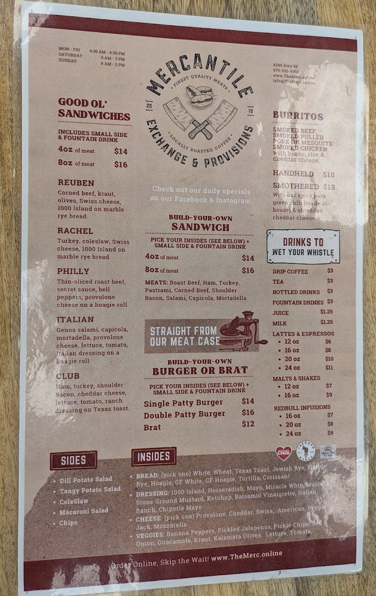 The Merc menu board