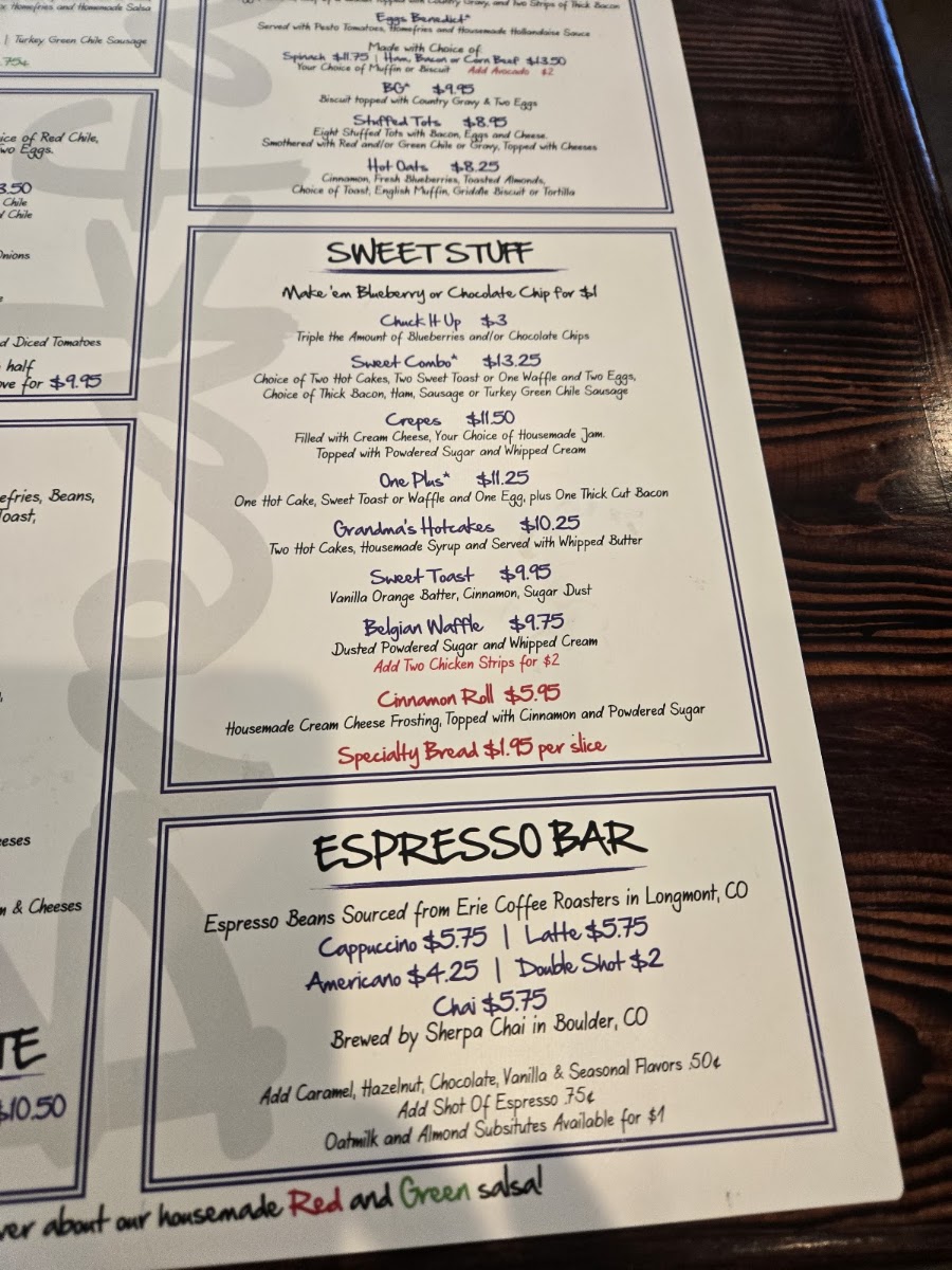 Doug's Diner menu board