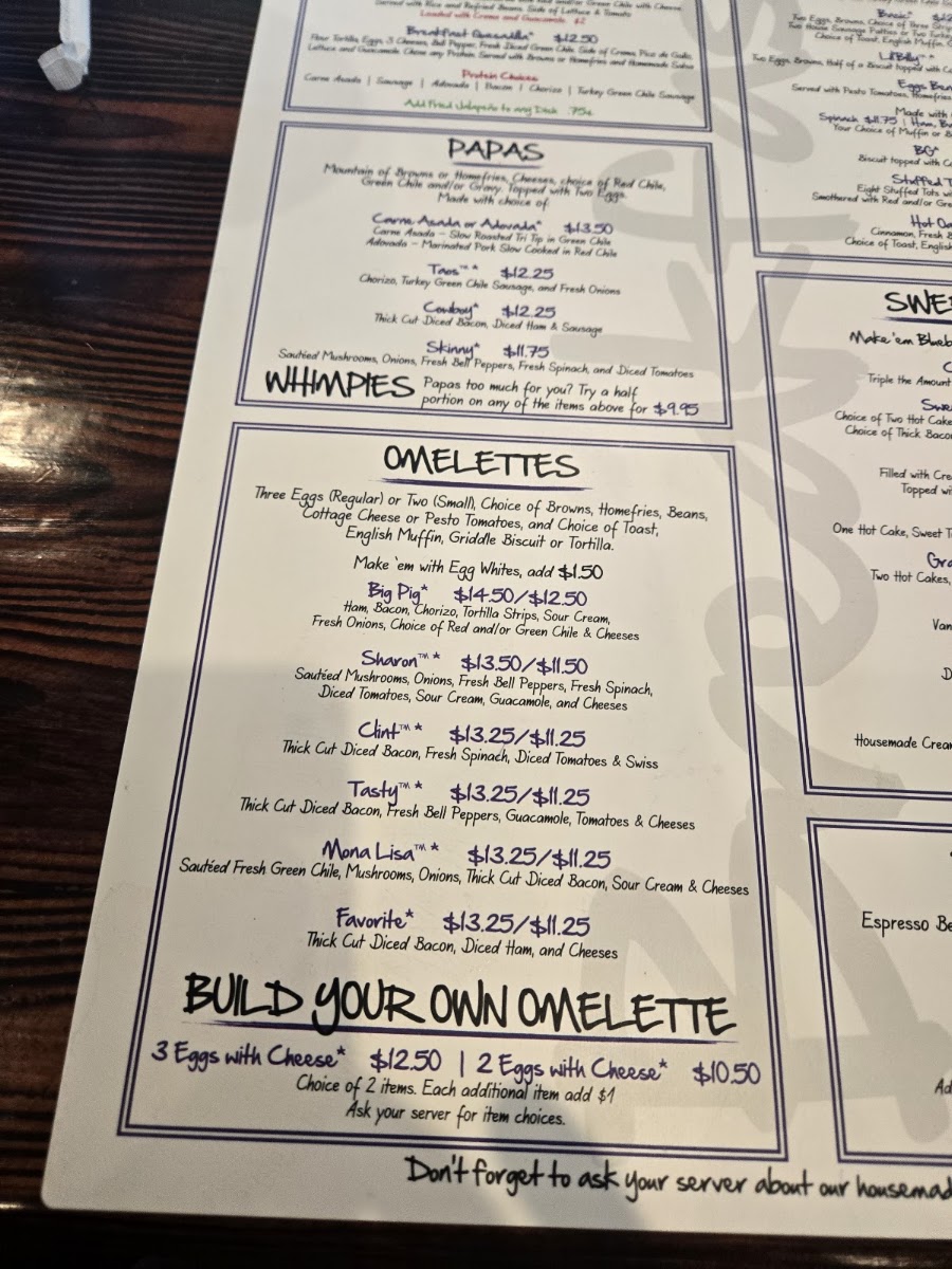 Doug's Diner menu board