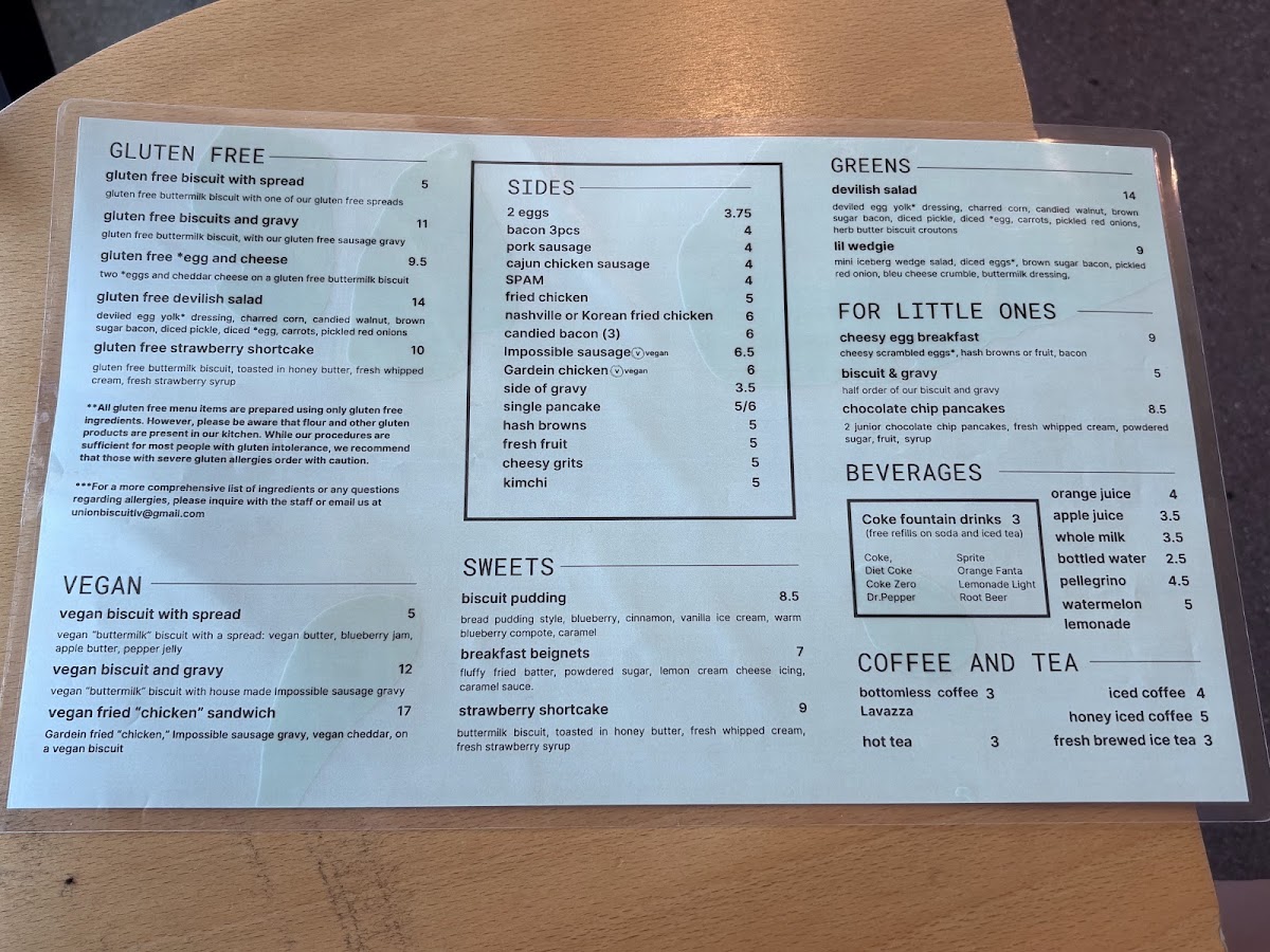 Union Biscuit menu board