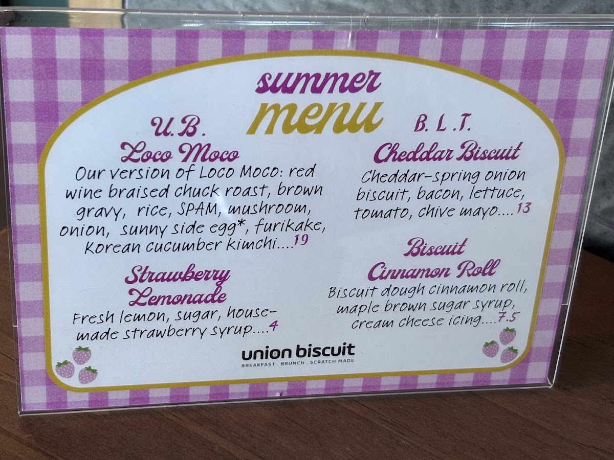 Union Biscuit menu board