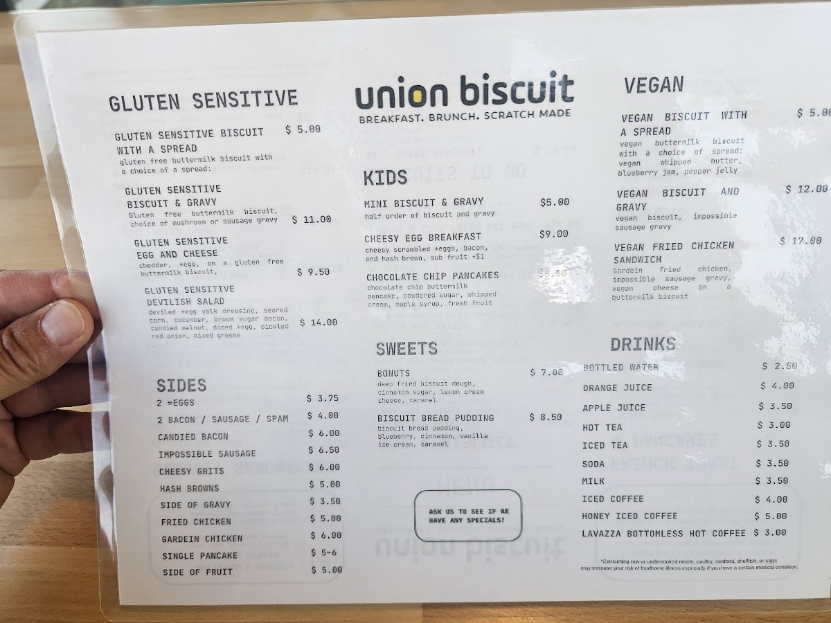 Union Biscuit menu board