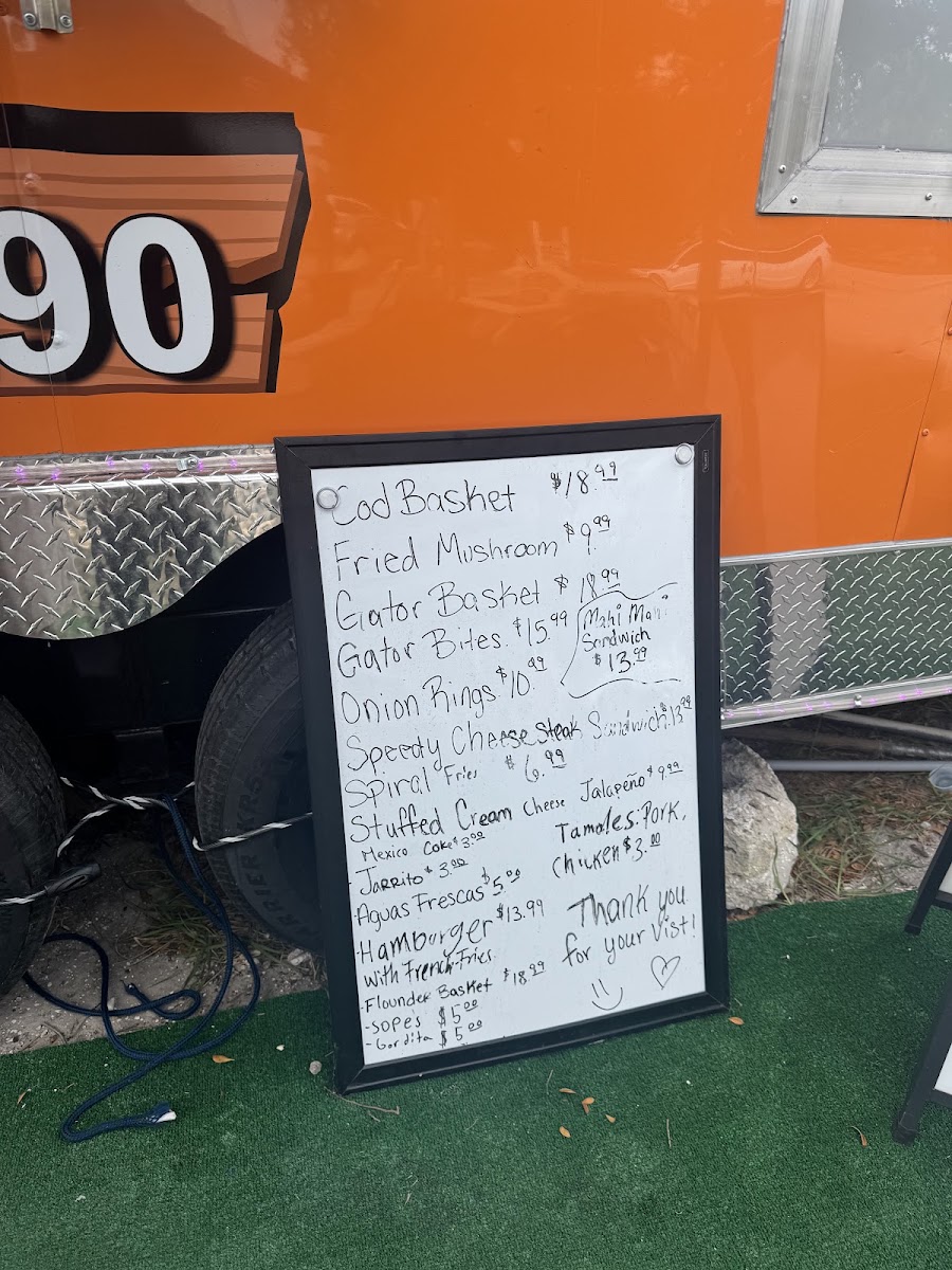 Speedy Gonzalez Mexican Food Truck 2 menu board