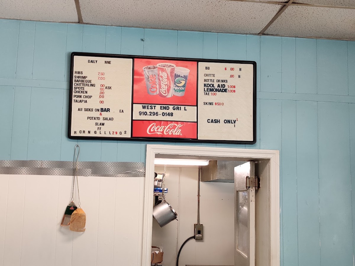 West End Grill menu board