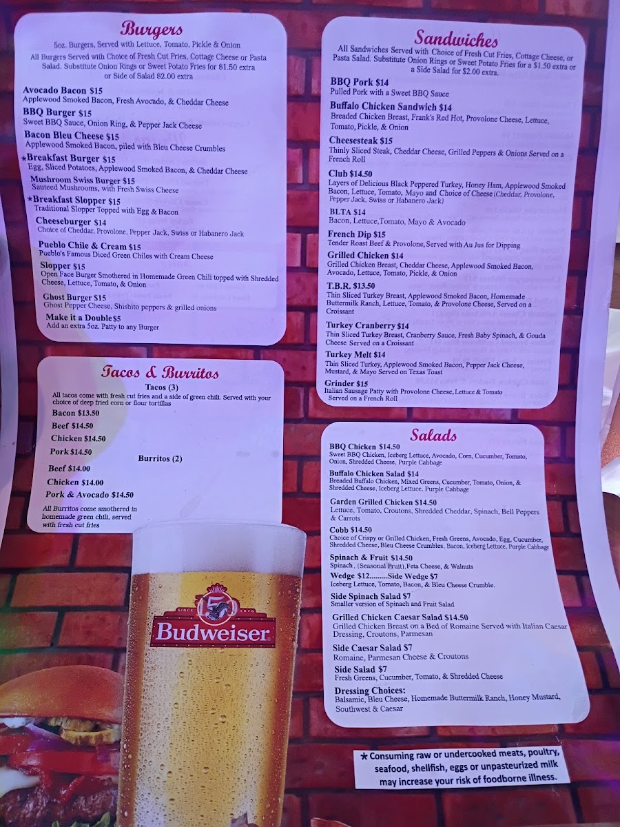 Graham's Grill menu board