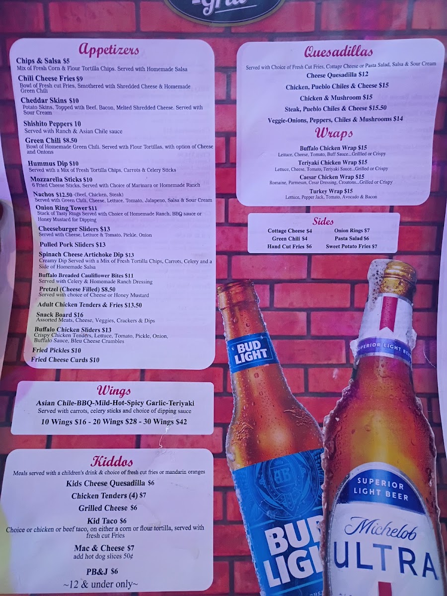 Graham's Grill menu board