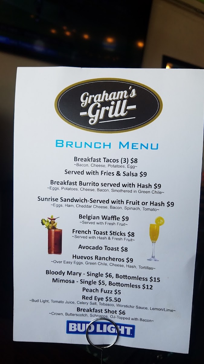 Graham's Grill menu board