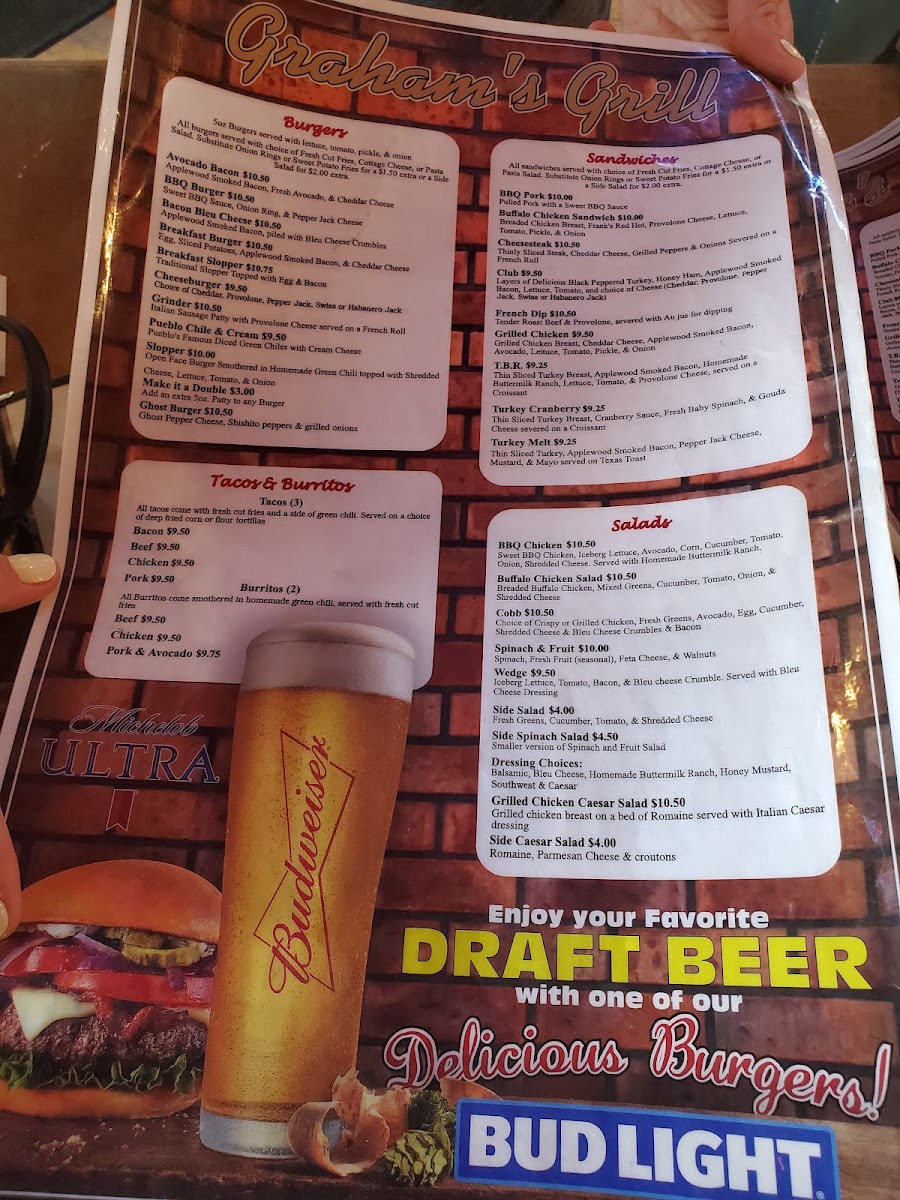 Graham's Grill menu board