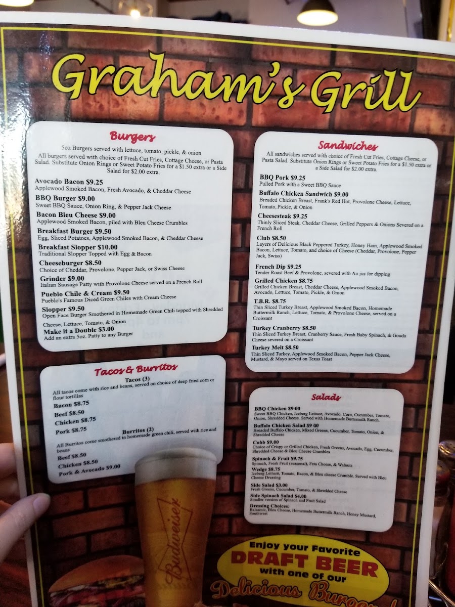 Graham's Grill menu board
