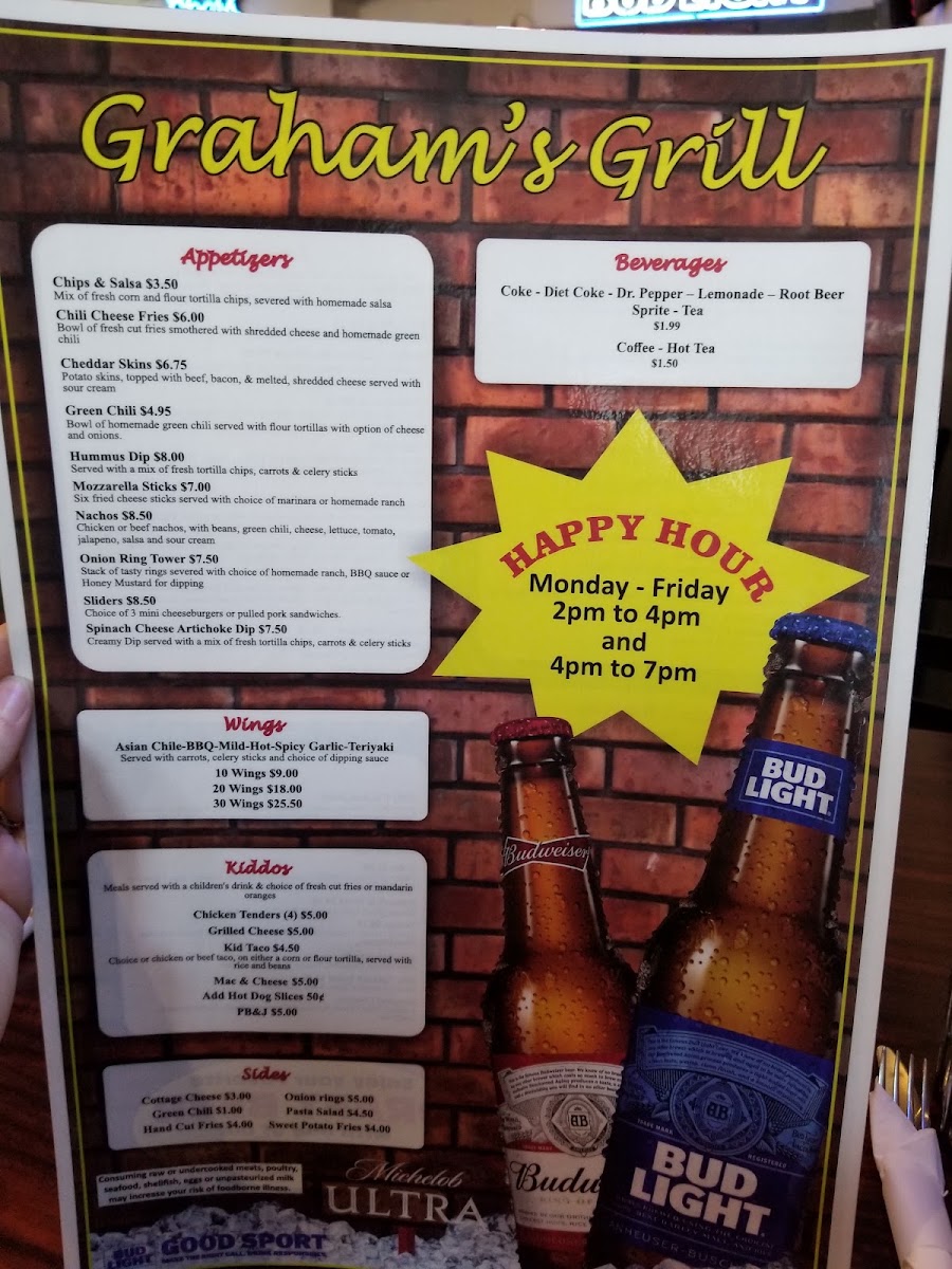 Graham's Grill menu board