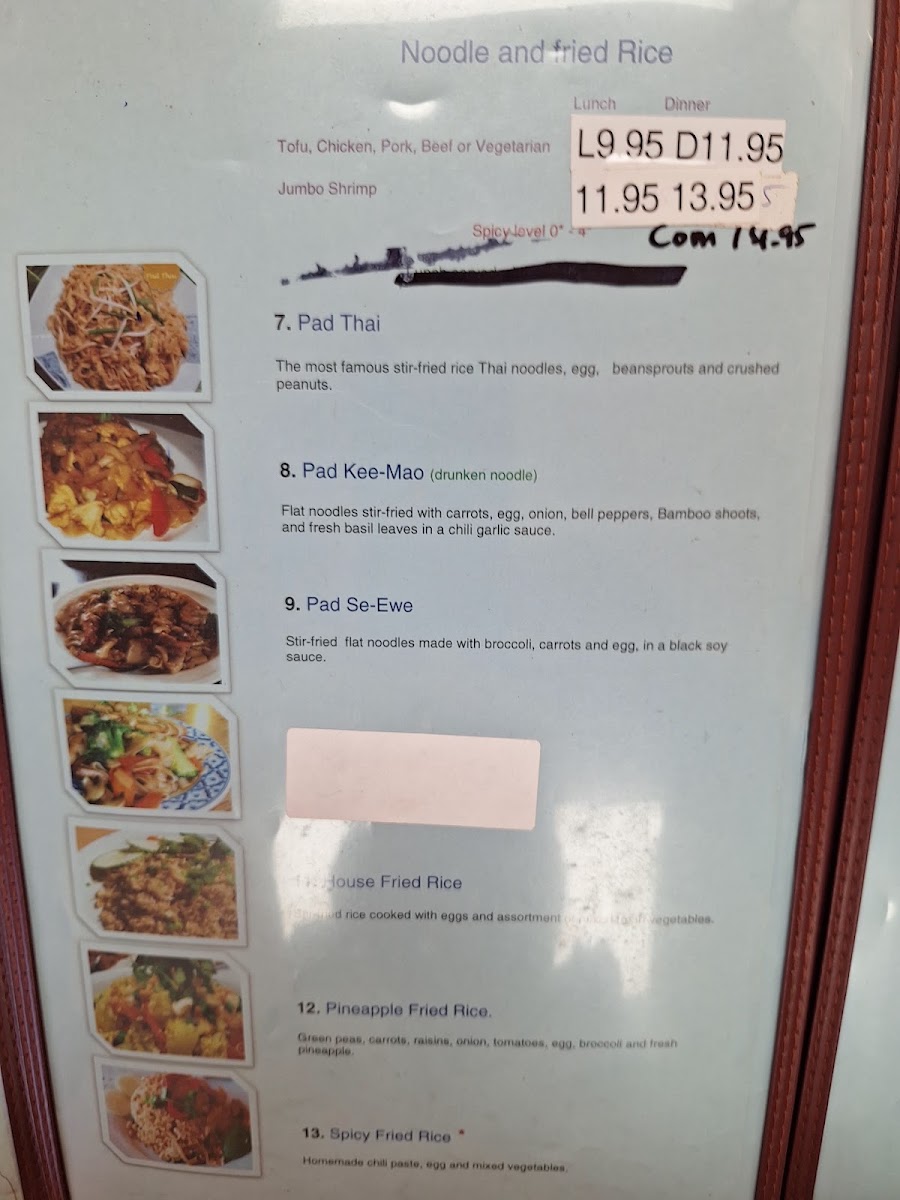 Wrights donuts and thai menu board