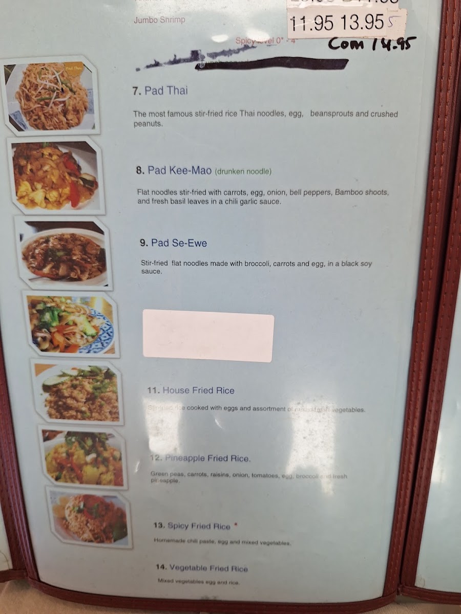 Wrights donuts and thai menu board
