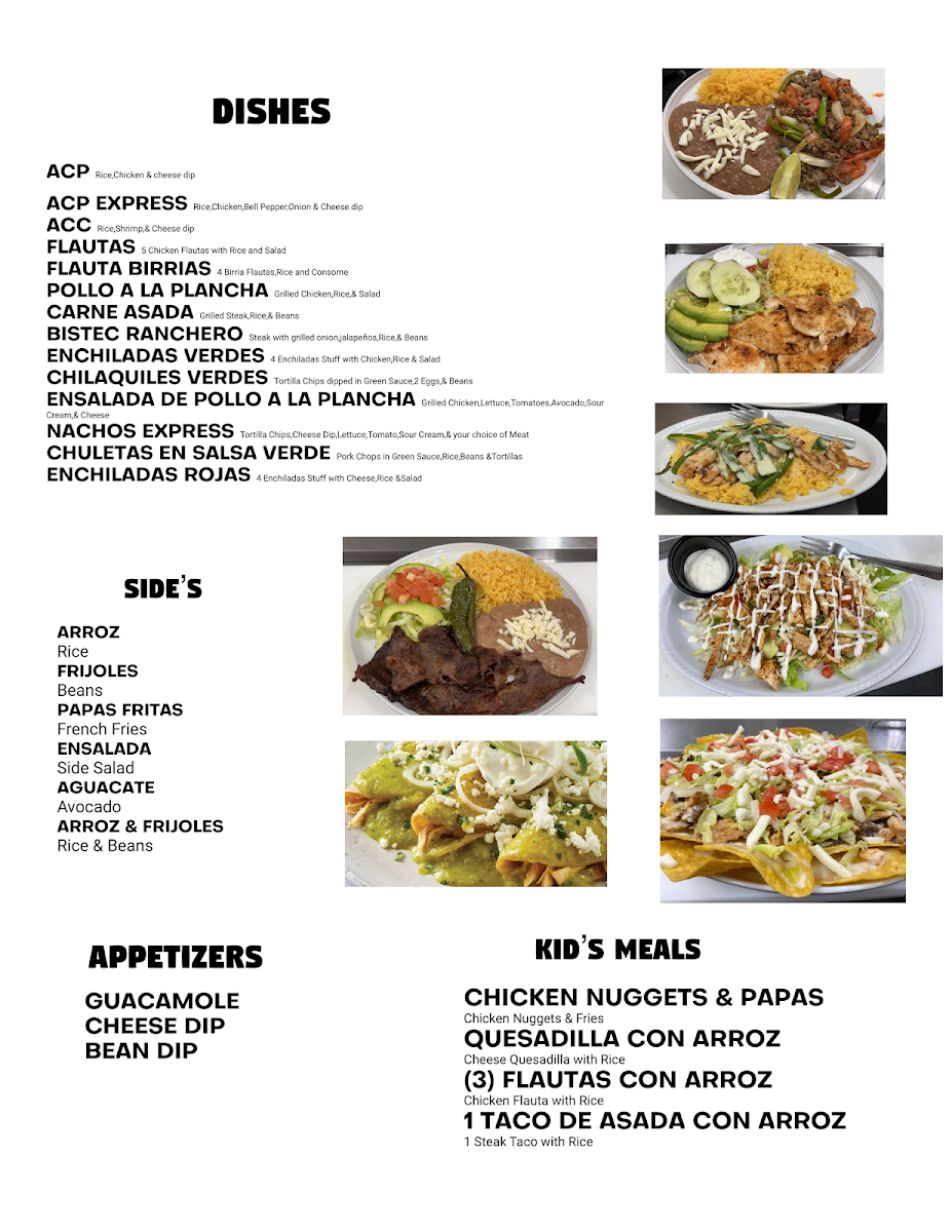 Gorditas Express menu board