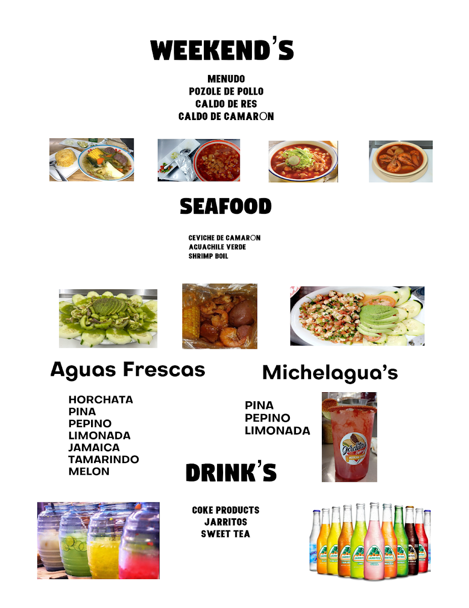 Gorditas Express menu board