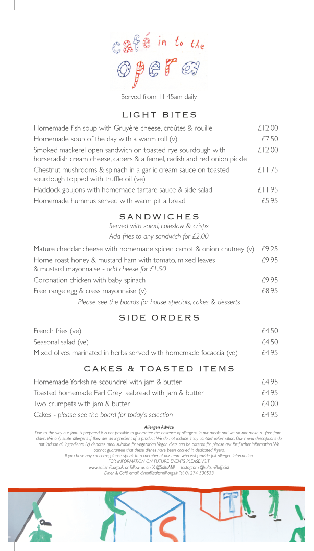 Cafe in to the Opera menu board