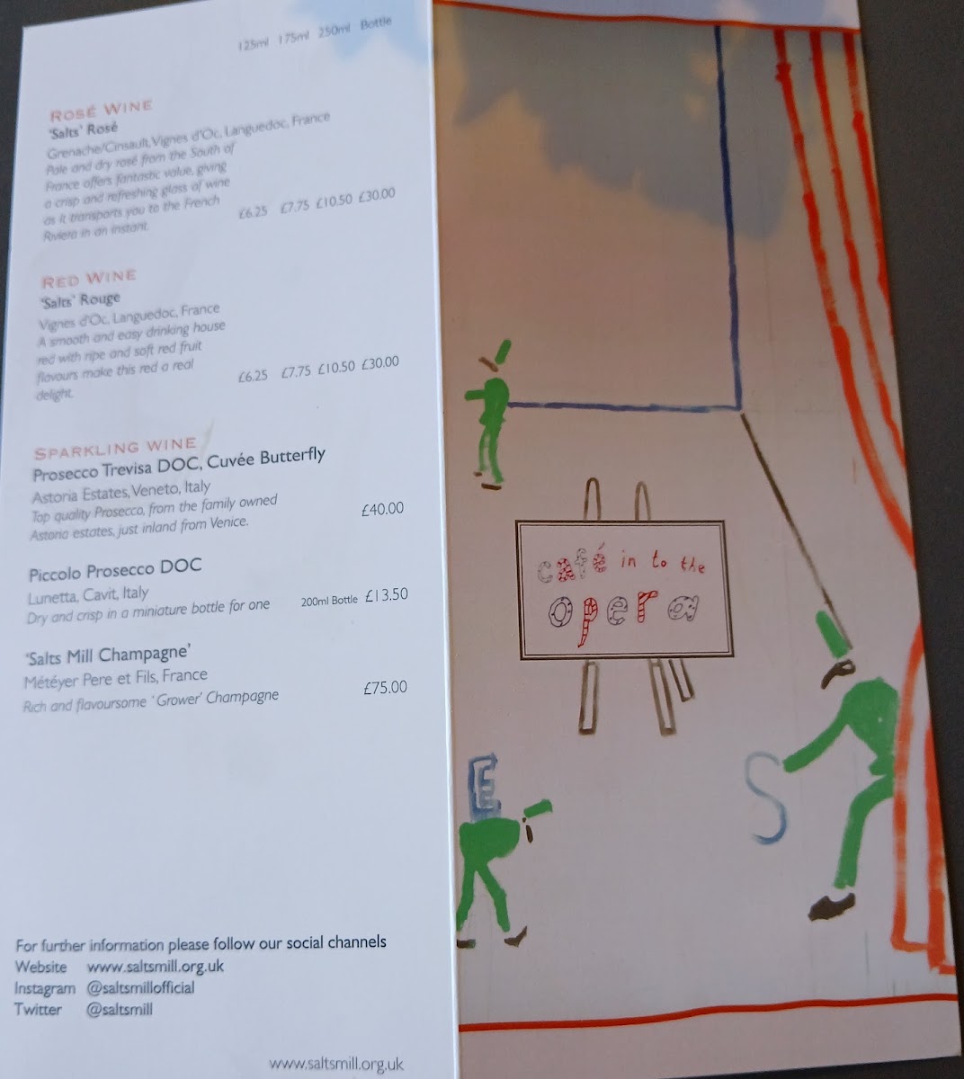 Cafe in to the Opera menu board