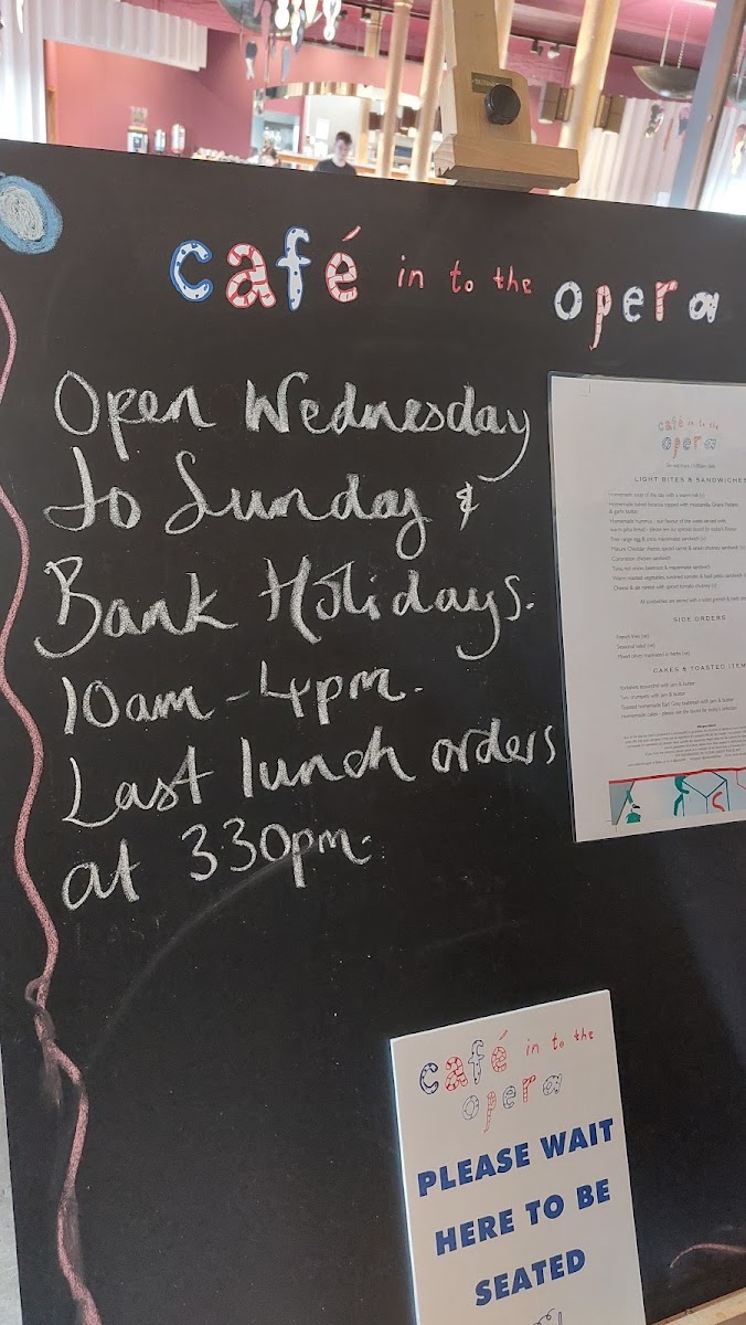 Cafe in to the Opera menu board