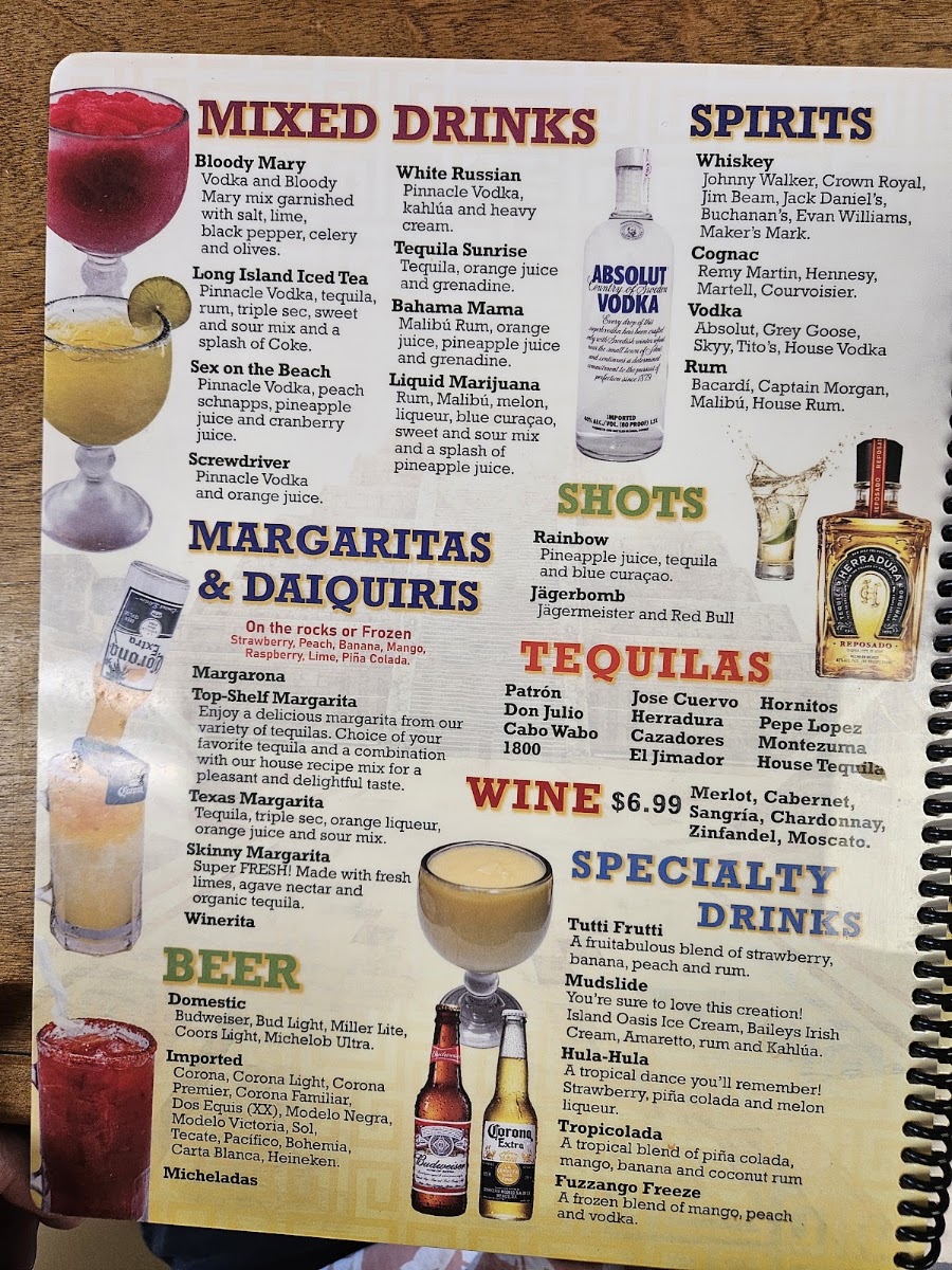 Azteca's Mexican Grill menu board