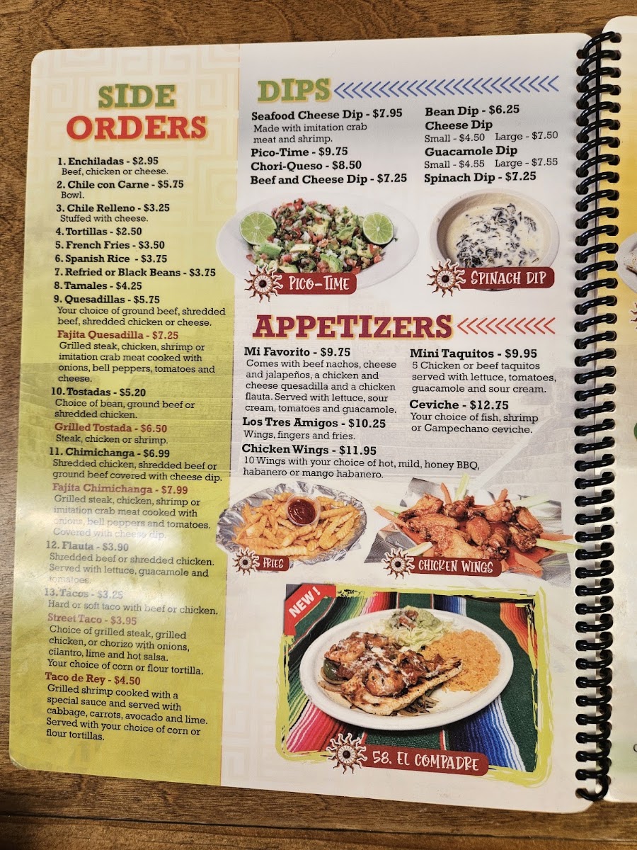 Azteca's Mexican Grill menu board
