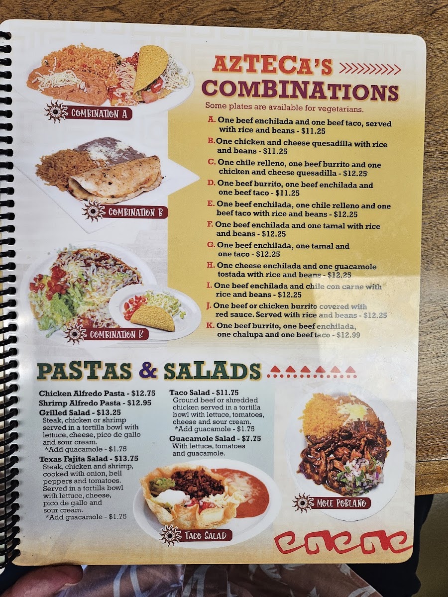 Azteca's Mexican Grill menu board