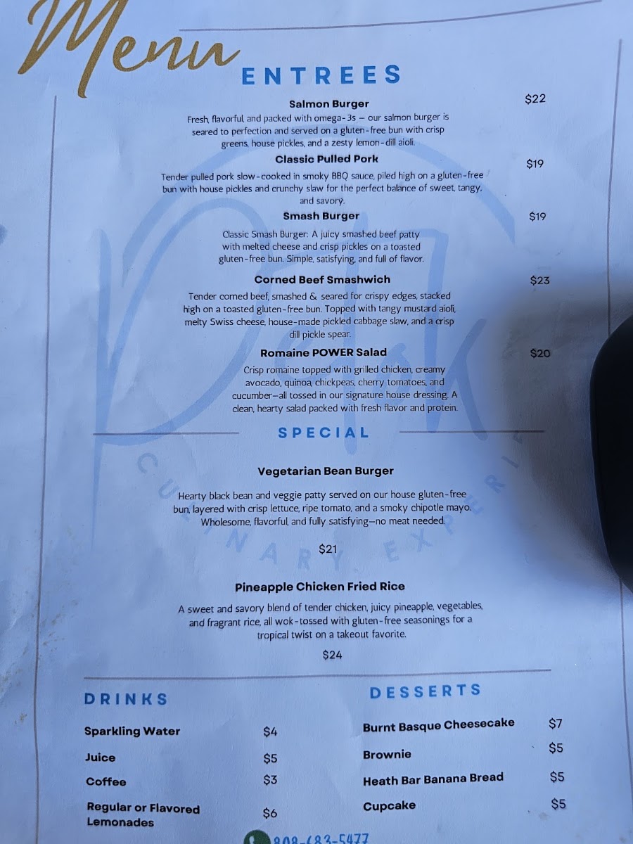 Petok Culinary Experiences menu board