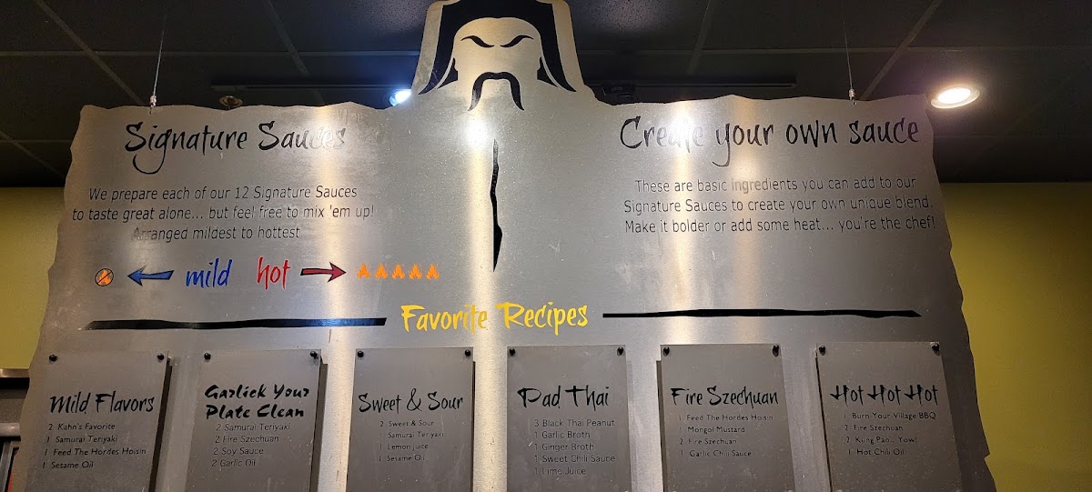 HuHot Mongolian Grill menu board