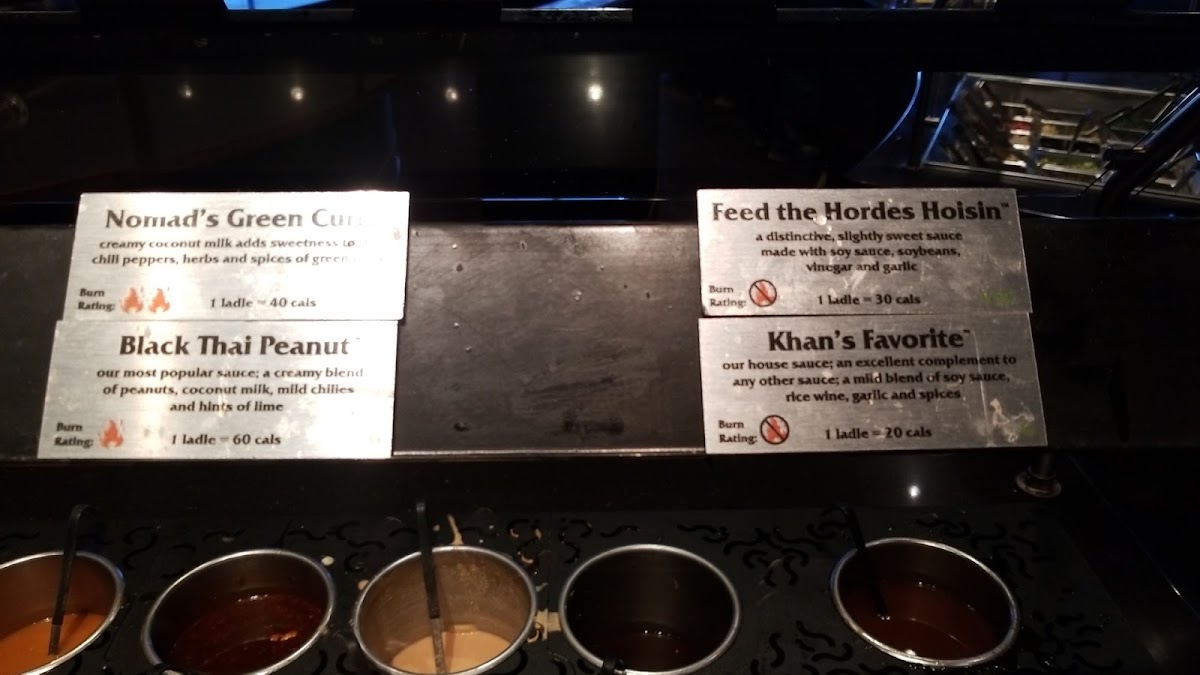 HuHot Mongolian Grill menu board