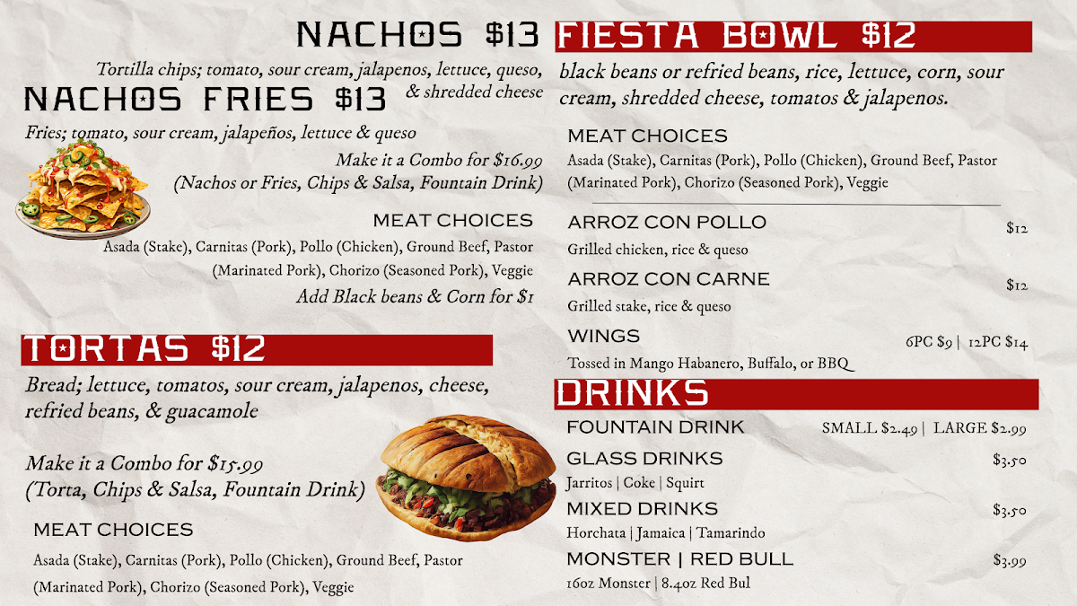The Masala Taco menu board