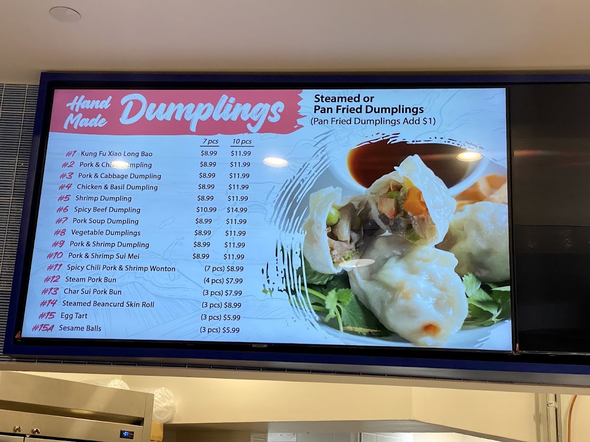 Dumpling Cafe menu board
