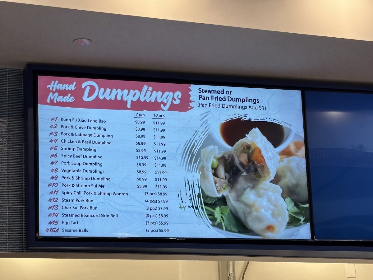 Dumpling Cafe menu board