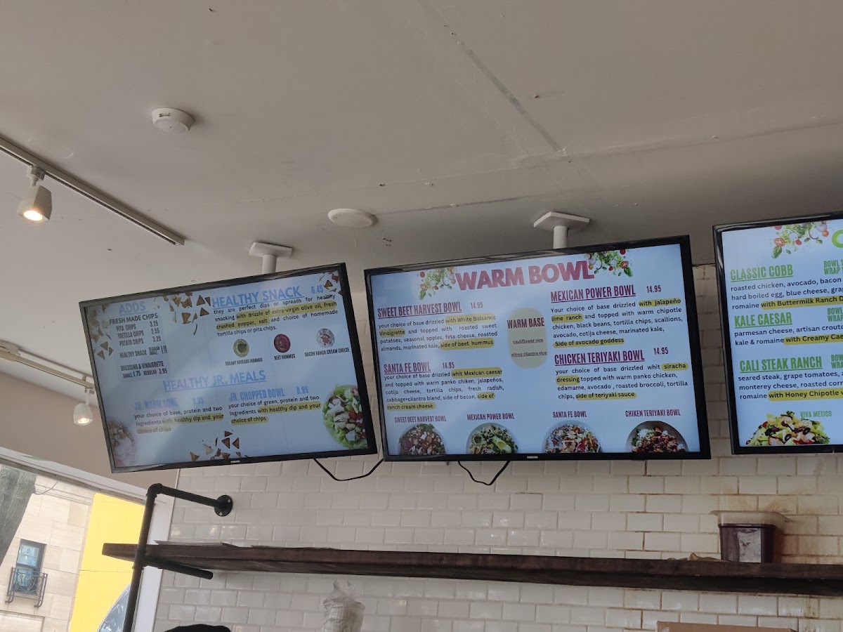 Chilango's Hello Bowl! menu board