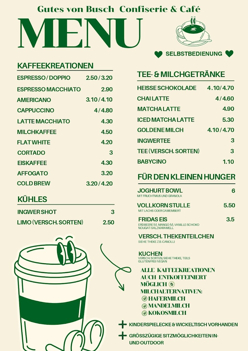 Gutes von Busch menu board