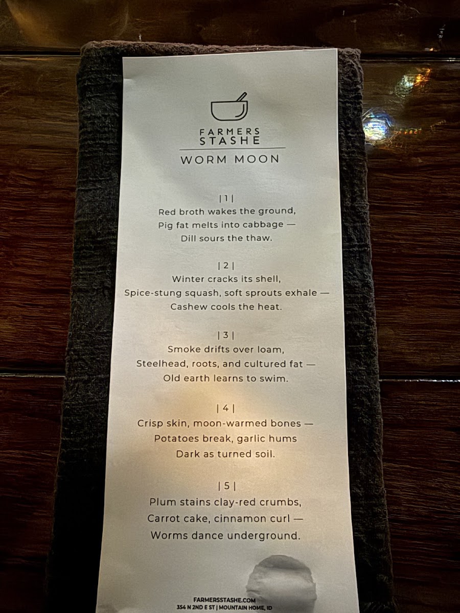 Farmers Stashe menu board