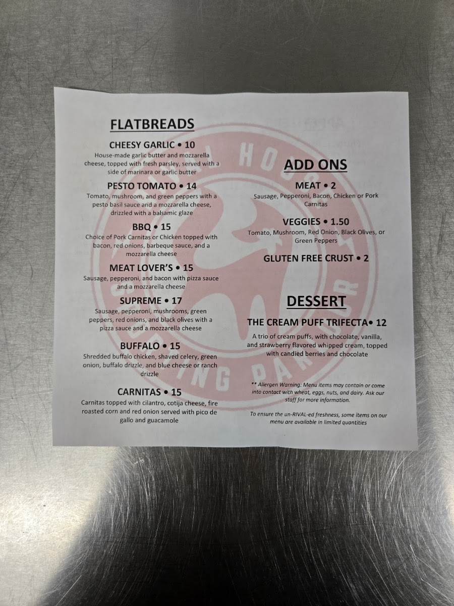 Rival House menu board