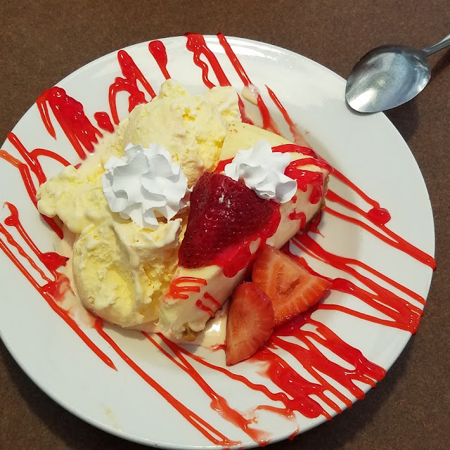 Strawberry Cheesecake with Vanilla Ice Cream