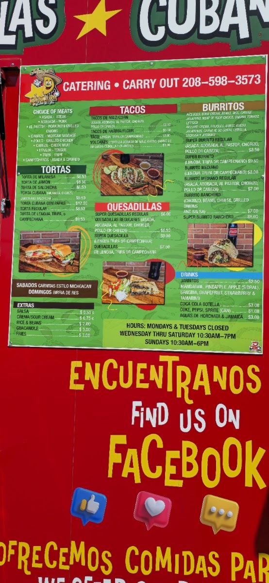 Taquería La Estrellita | Mexican Food Truck menu board