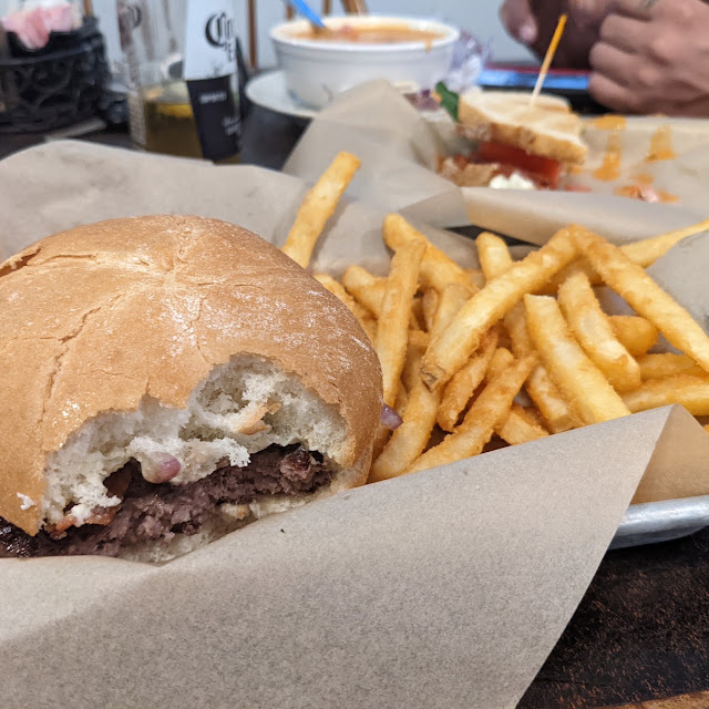 Black & Bleu Burger with Fries