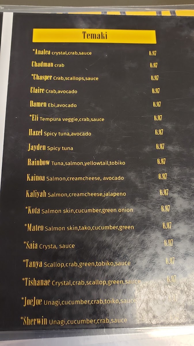 Ocean Sushi | Japanese menu board