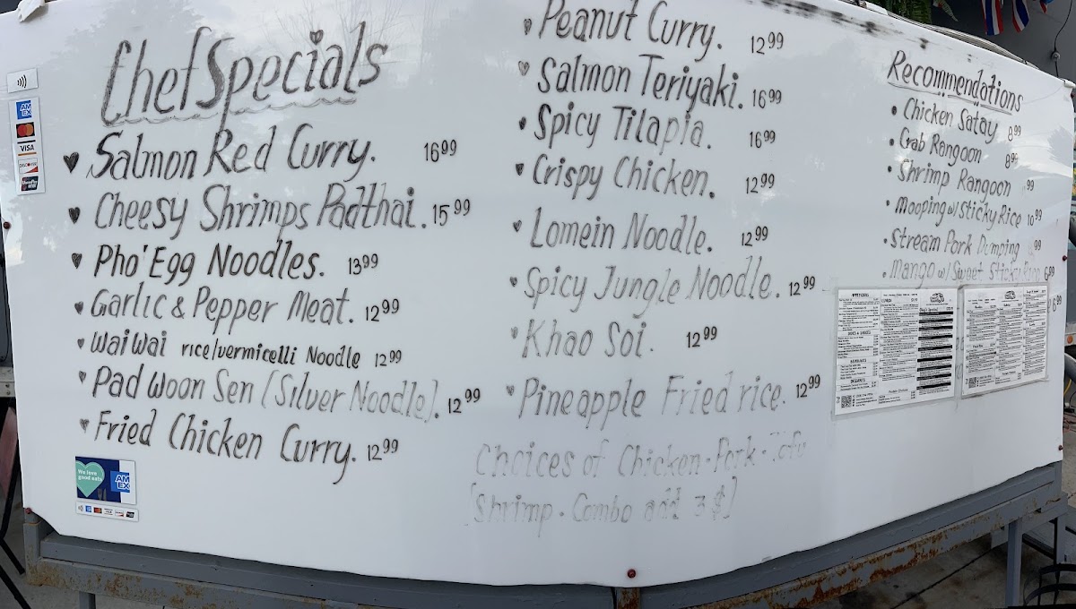 ChaiYo Thai menu board