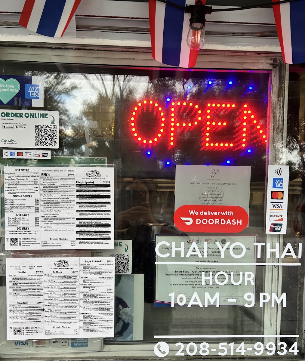 ChaiYo Thai menu board